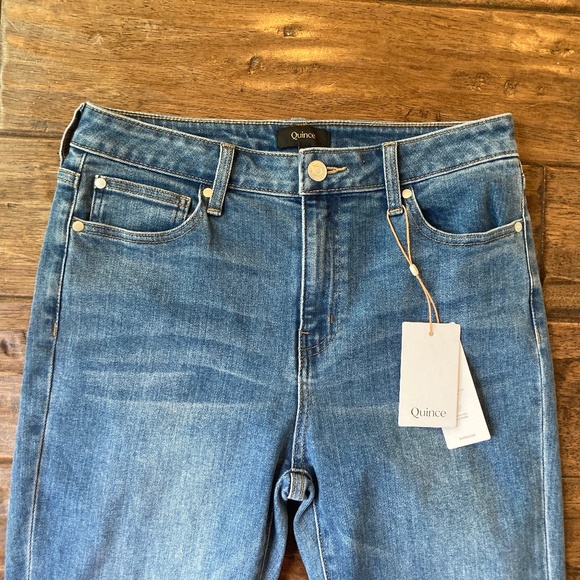 QUINCE High Rise Kick Flare Stretch Jean Blue Size 29 NWT Organic Cotton - Picture 6 of 12